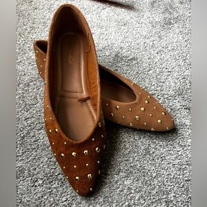 Suede studded ballet flats
